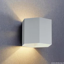 Aluminium wandlamp 6-hoek up+down