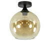 Amber glazen plafondlamp 25 cm met zwart