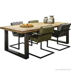 Antraciet lederen armstoel met zwart