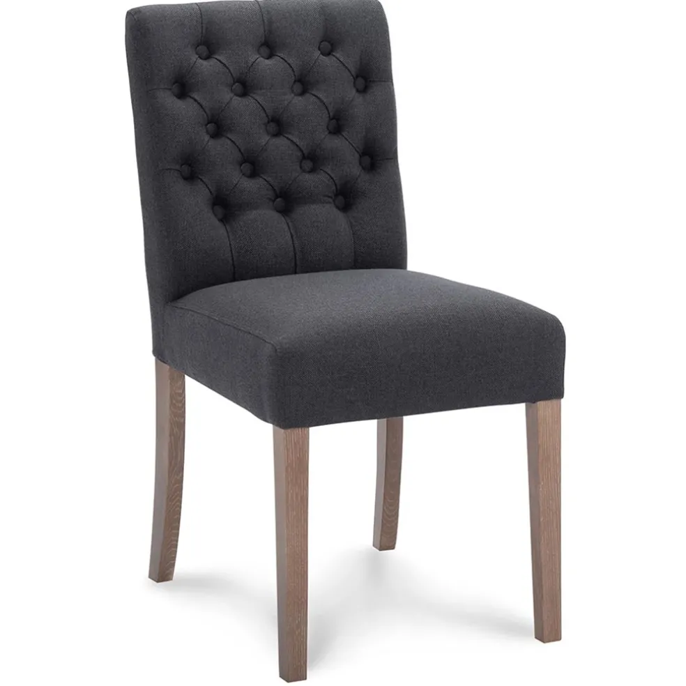 Antraciete eetkamerstoel met eiken poten