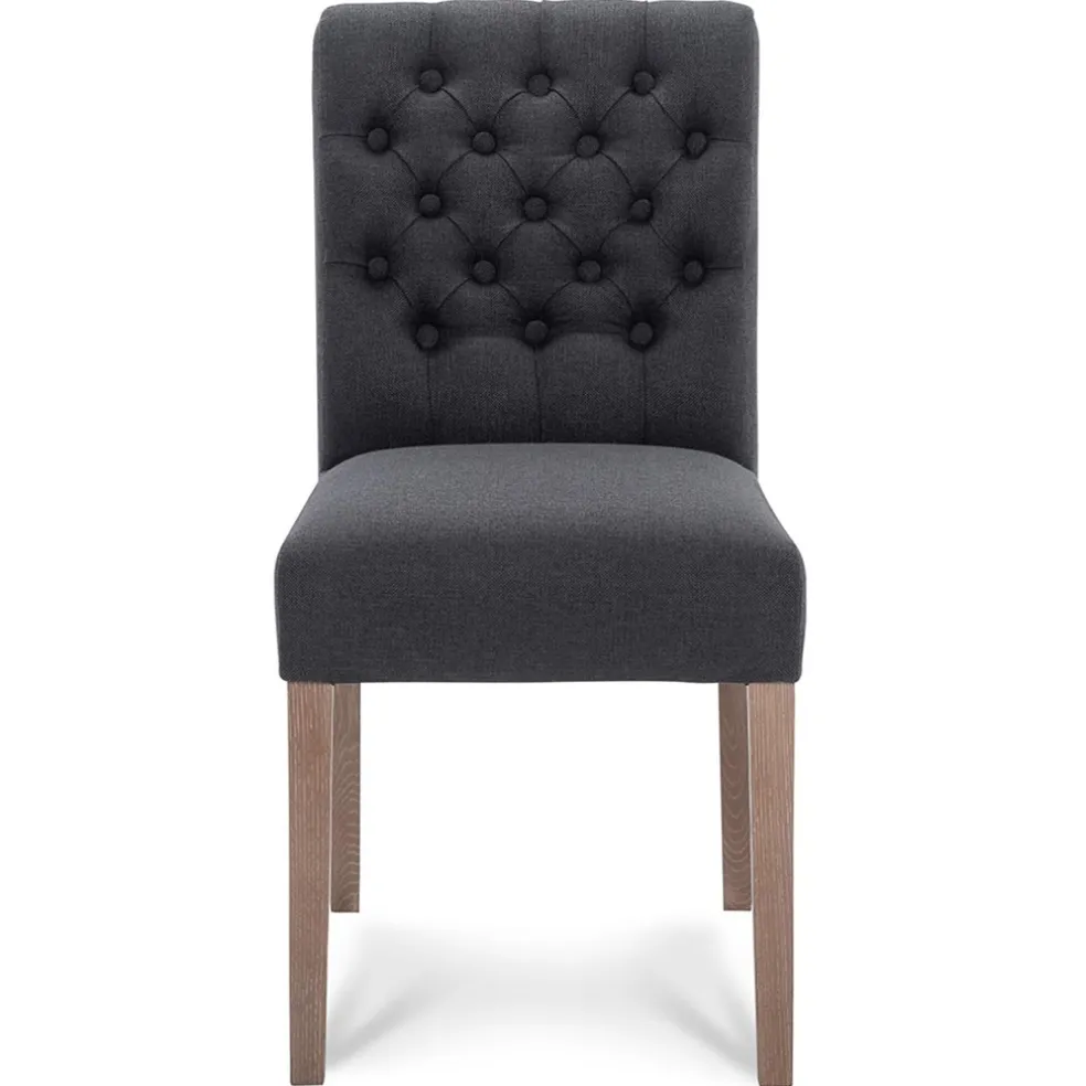 Antraciete eetkamerstoel met eiken poten