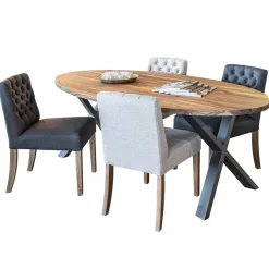 Antraciete eetkamerstoel met eiken poten