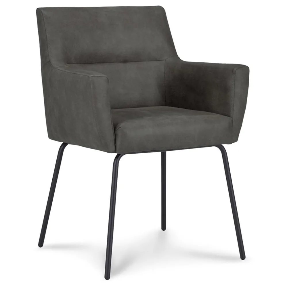 Armstoel Microleder Bull antraciet met zwarte poot