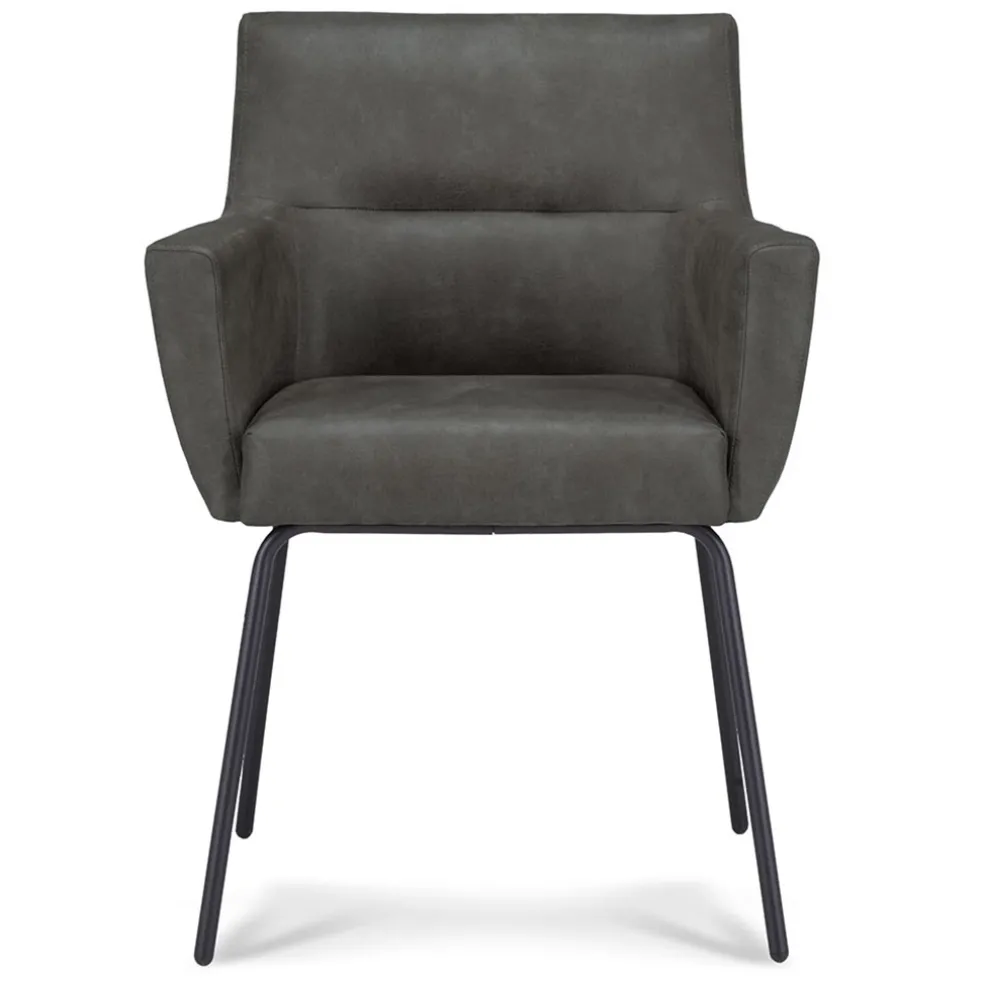 Armstoel Microleder Bull antraciet met zwarte poot