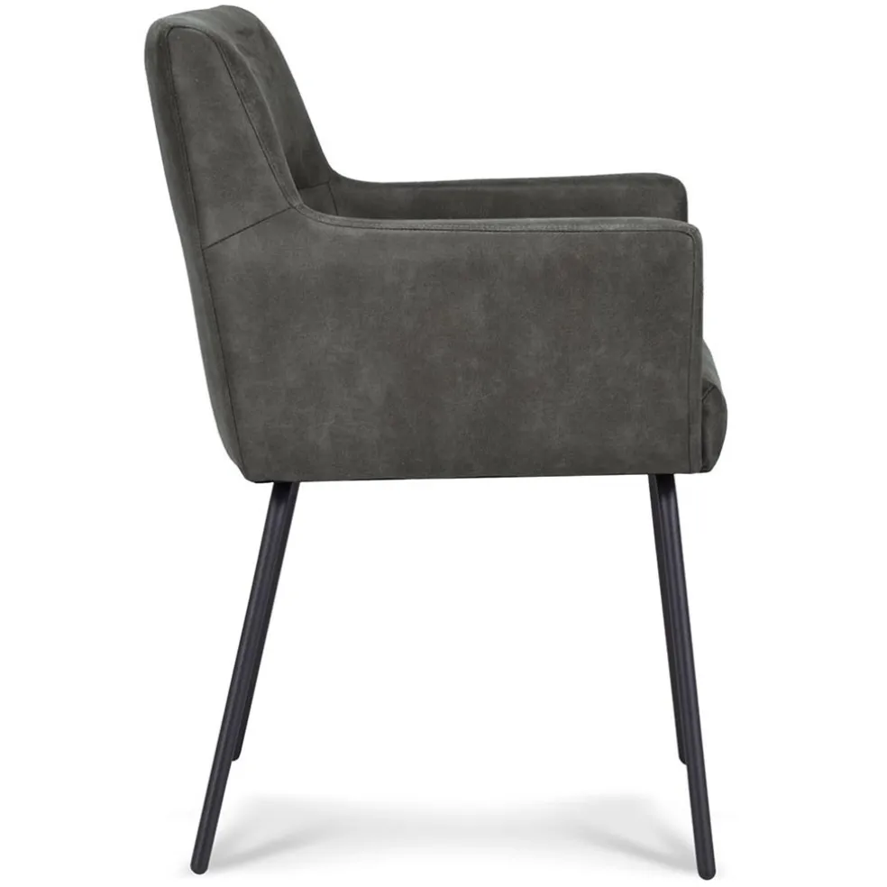 Armstoel Microleder Bull antraciet met zwarte poot