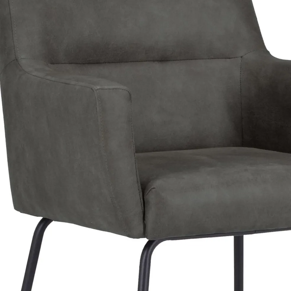 Armstoel Microleder Bull antraciet met zwarte poot