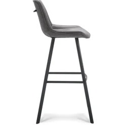 Barkruk met microleder zitting graphite en zwart metalen poot