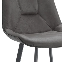 Barkruk met microleder zitting graphite en zwart metalen poot