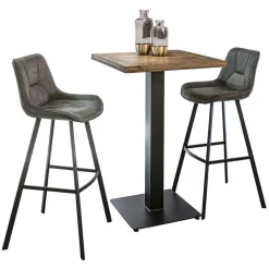 Barkruk met microleder zitting graphite en zwart metalen poot