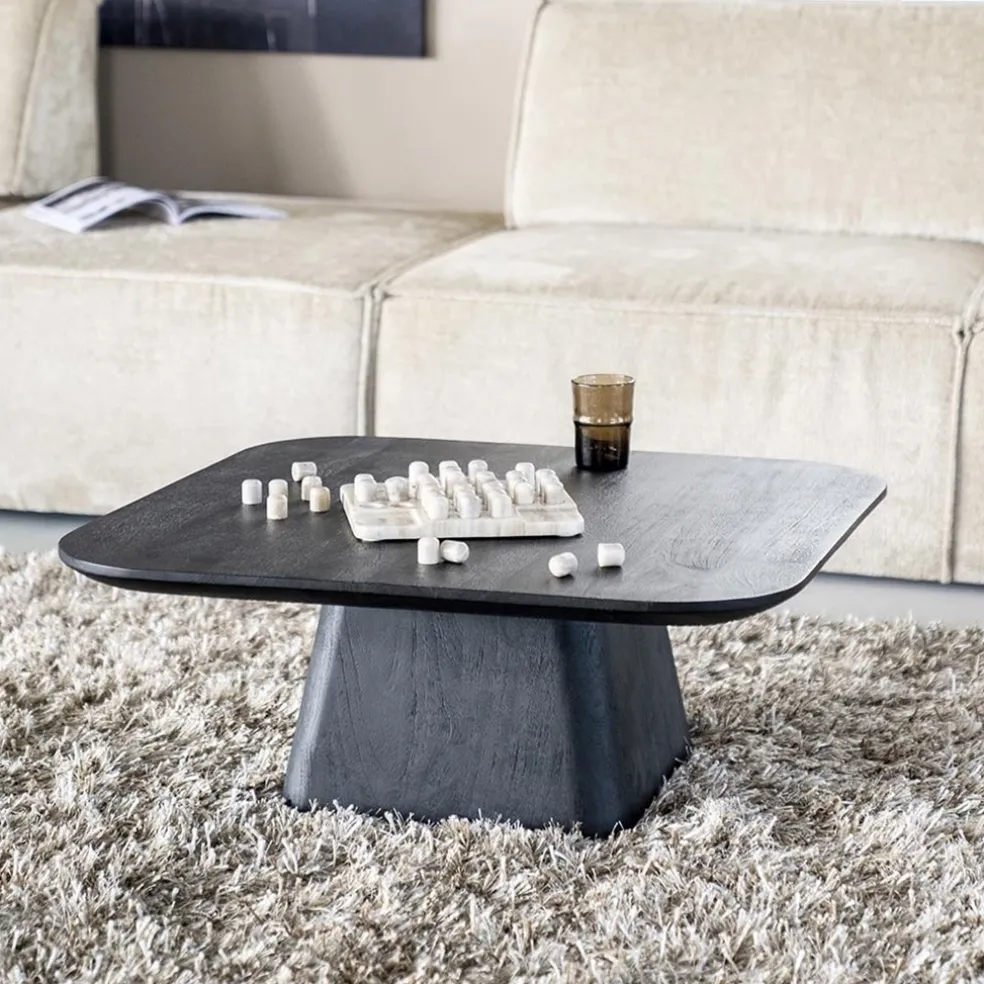 Bijzettafel Aron zwart 80x80 cm