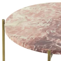 Bijzettafel Delon set van 2 marrmer roze/goud