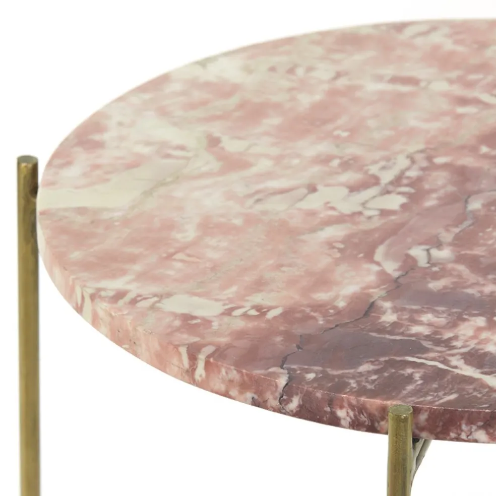 Bijzettafel Delon set van 2 marrmer roze/goud