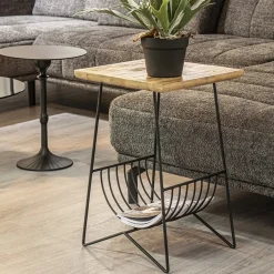 Bijzettafel mango hout met tijdschriftenrek