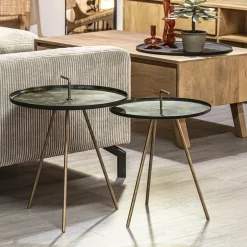 Bijzettafel Saphire groen met brons 45 cm