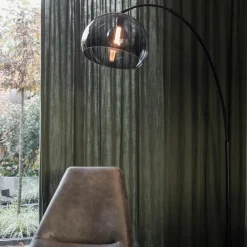 Boog-vloerlamp zwart exclusief kap