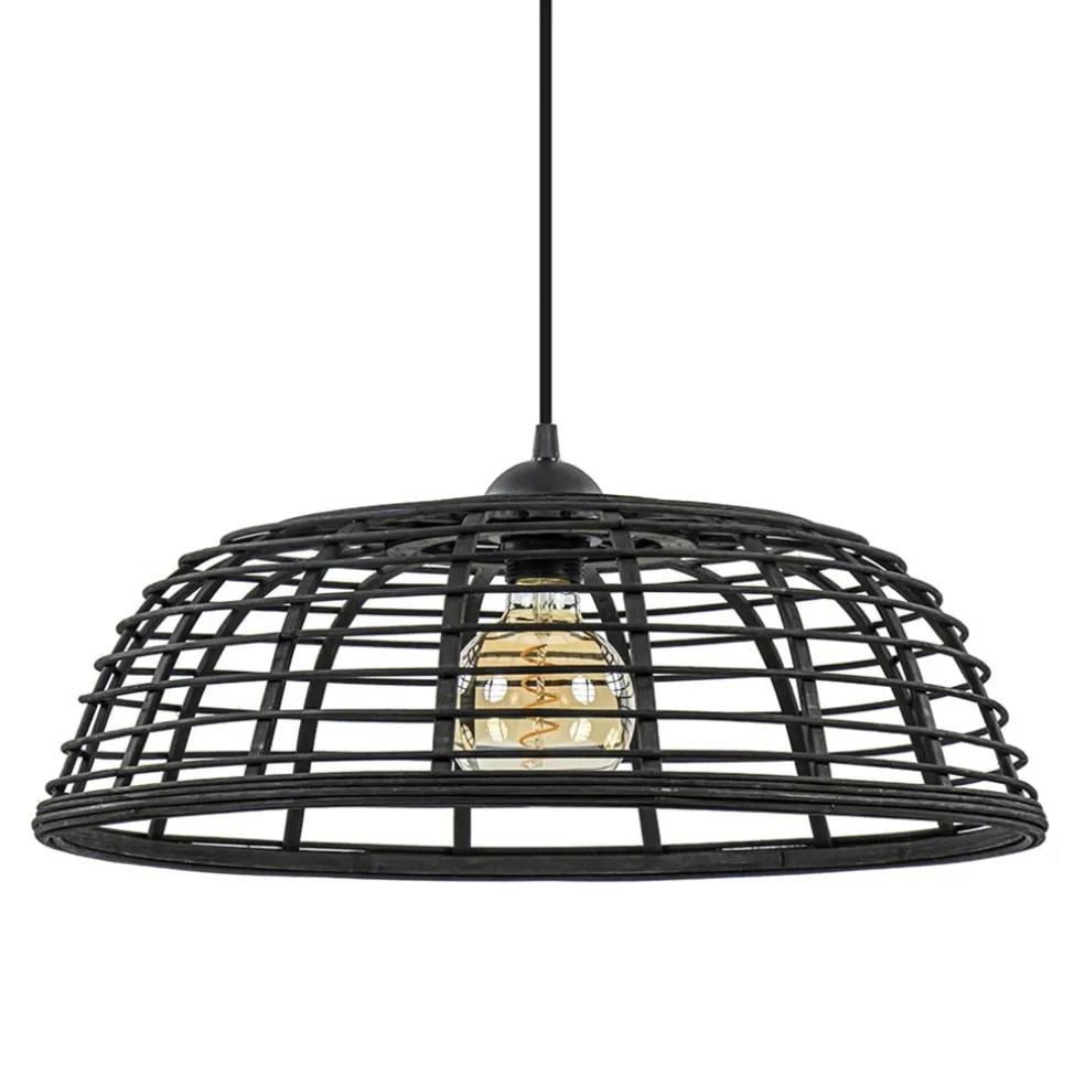 Botanisch landelijke hanglamp zwart