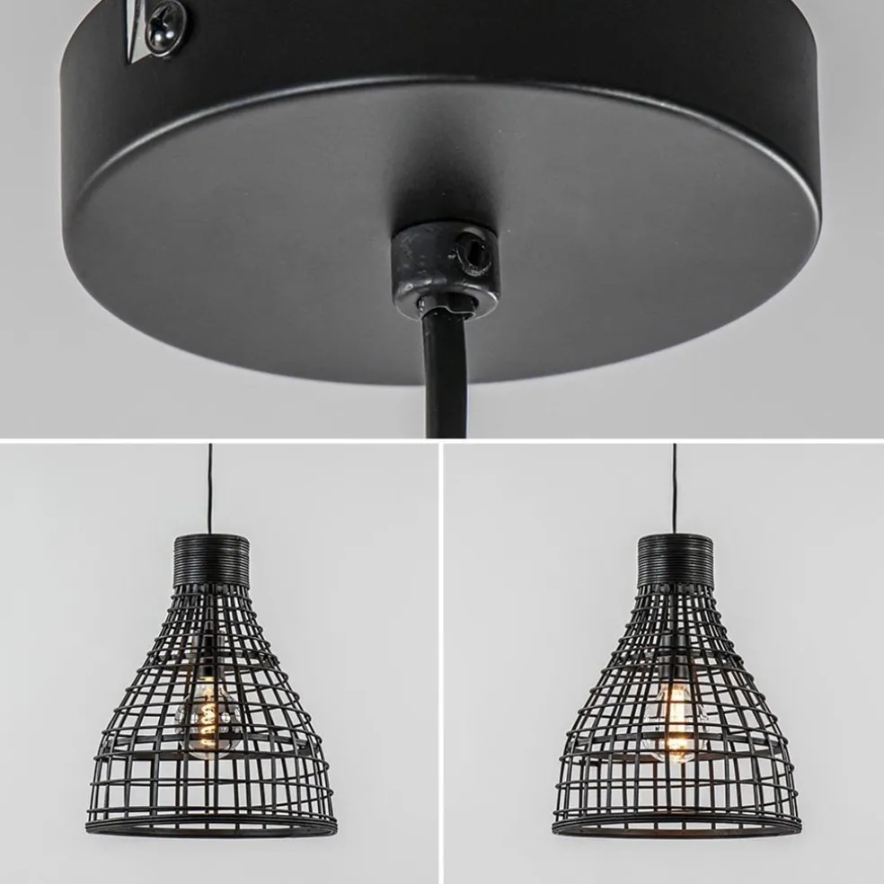 Botanische hanglamp Puerto rotan mat zwart