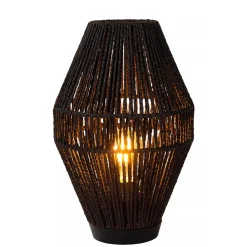 Botanische tafellamp gevlochten papier zwart