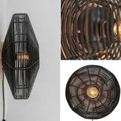 Botanische wandlamp Mataka donker bruin rotan L&L