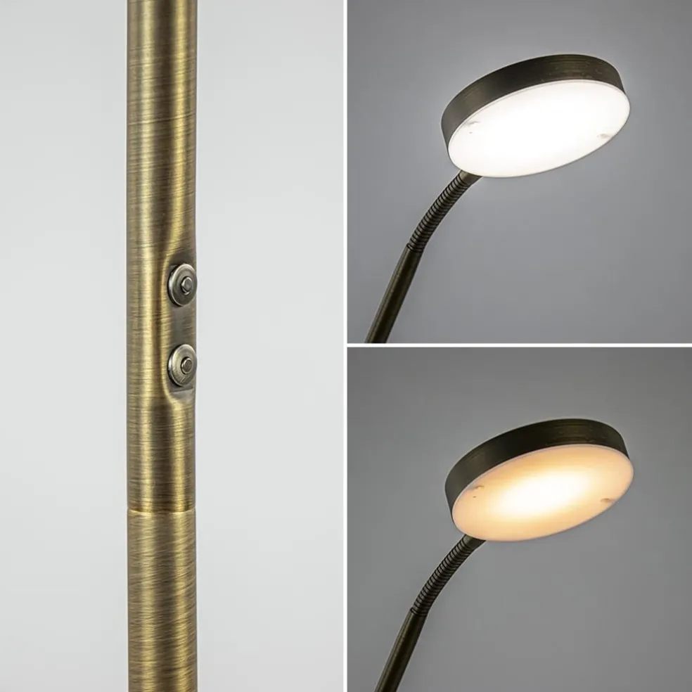 Bronzen leeslamp op accu inclusief dimbaar LED