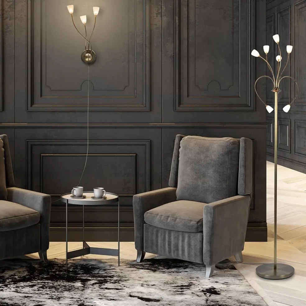 Bronzen wandlamp LED met wit glas dim to warm