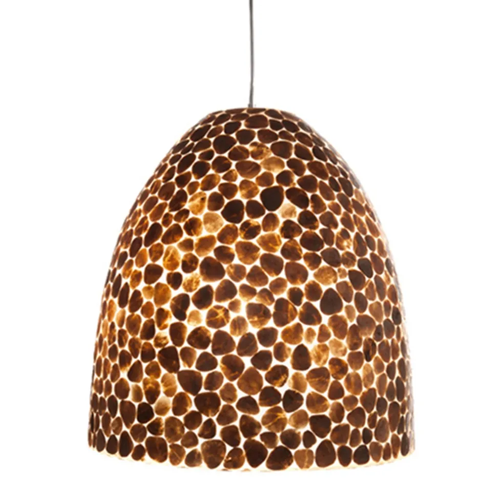 Bruin gouden hanglamp met capiz schelpen