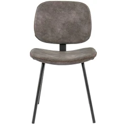 Bruine eetkamerstoel van imitatietleer met zwart onderstel