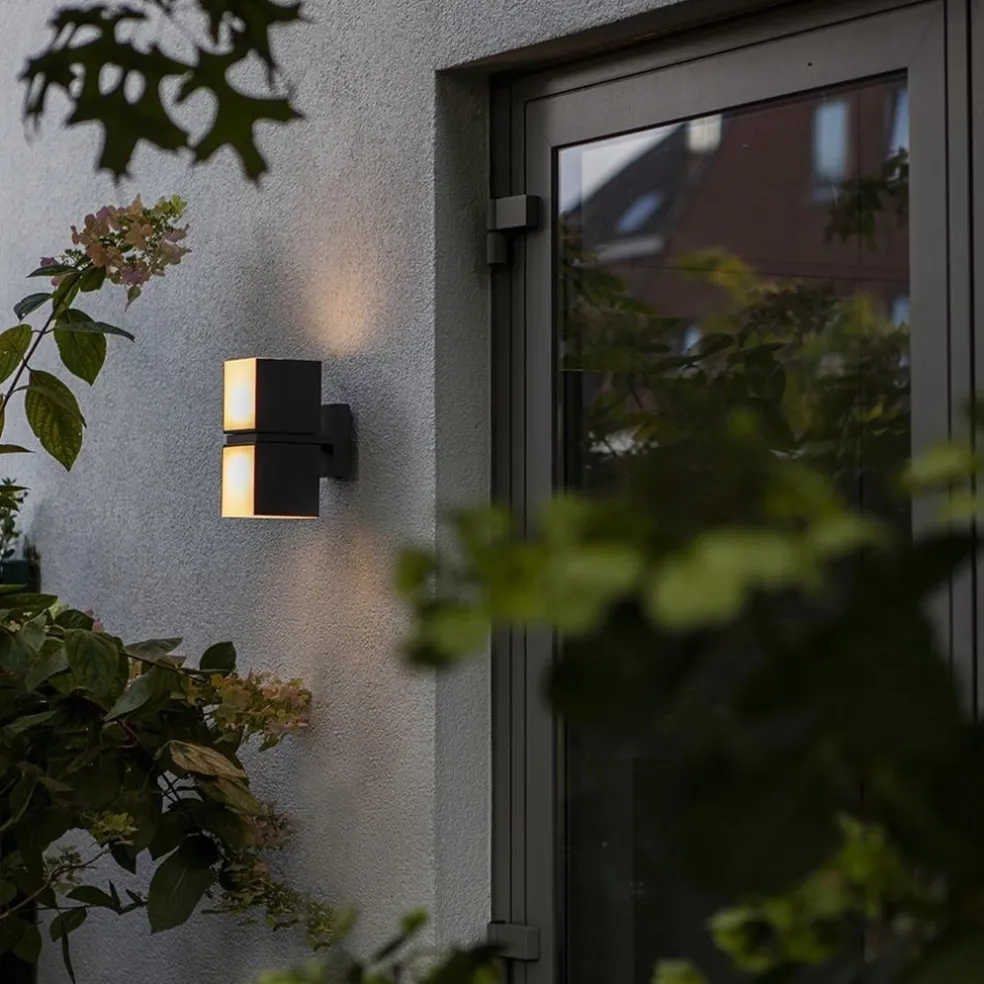 Buitenlamp Cuba double square zwart IP54