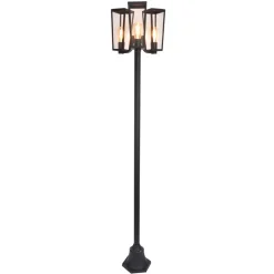 Buitenlamp lantaarn 3-lichts mat zwart met helder glas
