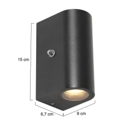 Buitenlamp Logan zwart+schemersensor IP44