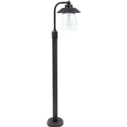 Buitenlamp op paal zwart/roest met helder glas