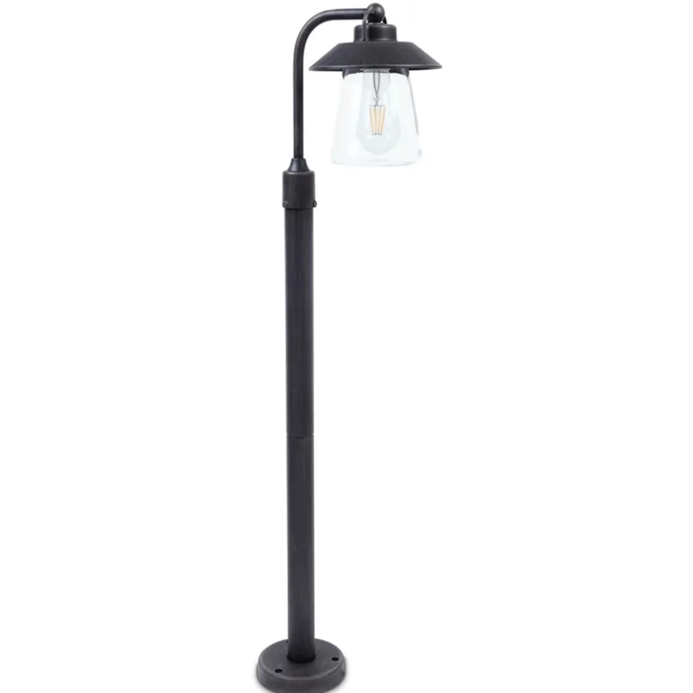Buitenlamp op paal zwart/roest met helder glas
