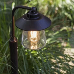 Buitenlamp op paal zwart/roest met helder glas