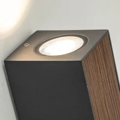 Buitenlamp up+down GU10 donker grijs/hout