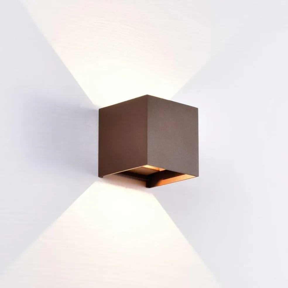 Buitenlamp wand bruin up+down IP54