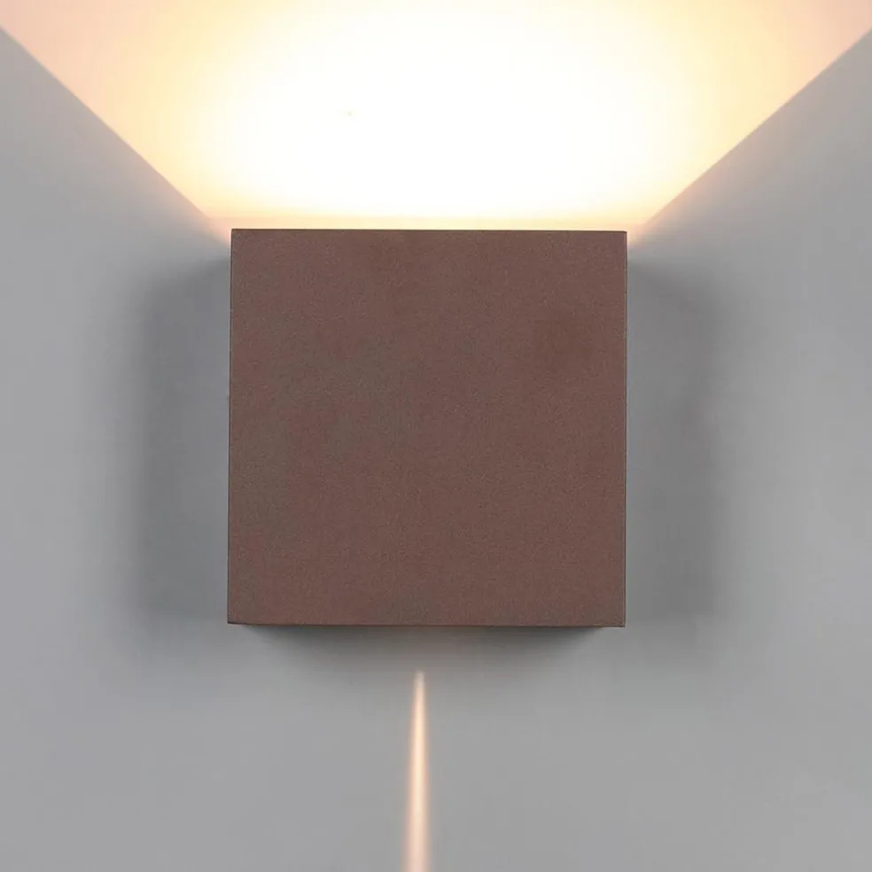 Buitenlamp wand bruin up+down IP54