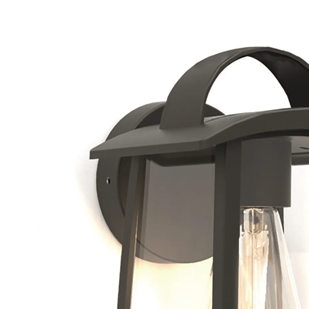 Buitenlamp wand zwart met helder glas