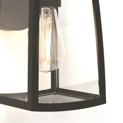 Buitenlamp wand zwart met helder glas