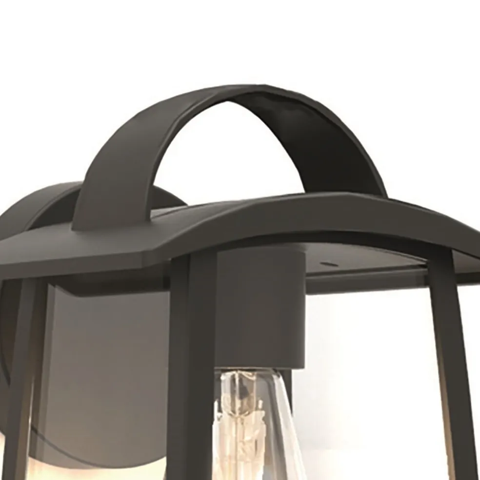 Buitenlamp wand zwart met helder glas