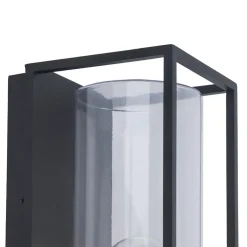 Buitenlantaarn rechthoek zwart/helder glas  IP44