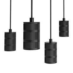 Calex 5-lichts retro pendels rond 50 cm zwart