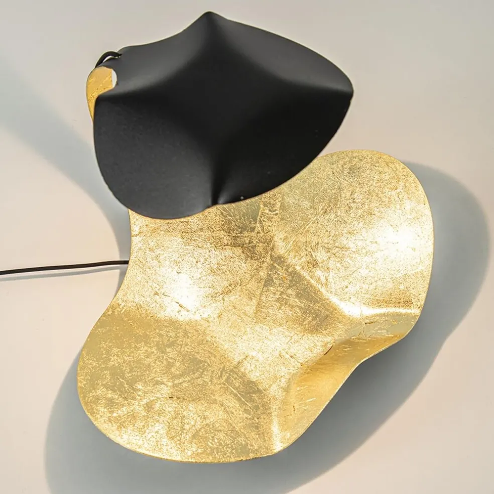 Chique design tafellamp LED zwart met goldleaf