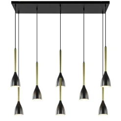 Chique 8-lichts hanglamp zwart met goud