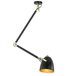 Chique plafondlamp zwart met goud verstelbaar