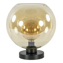 Chique tafellamp amber glazen bol 30 cm