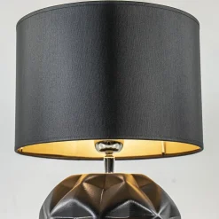 Chique tafellamp zwart met kap zwart/goud