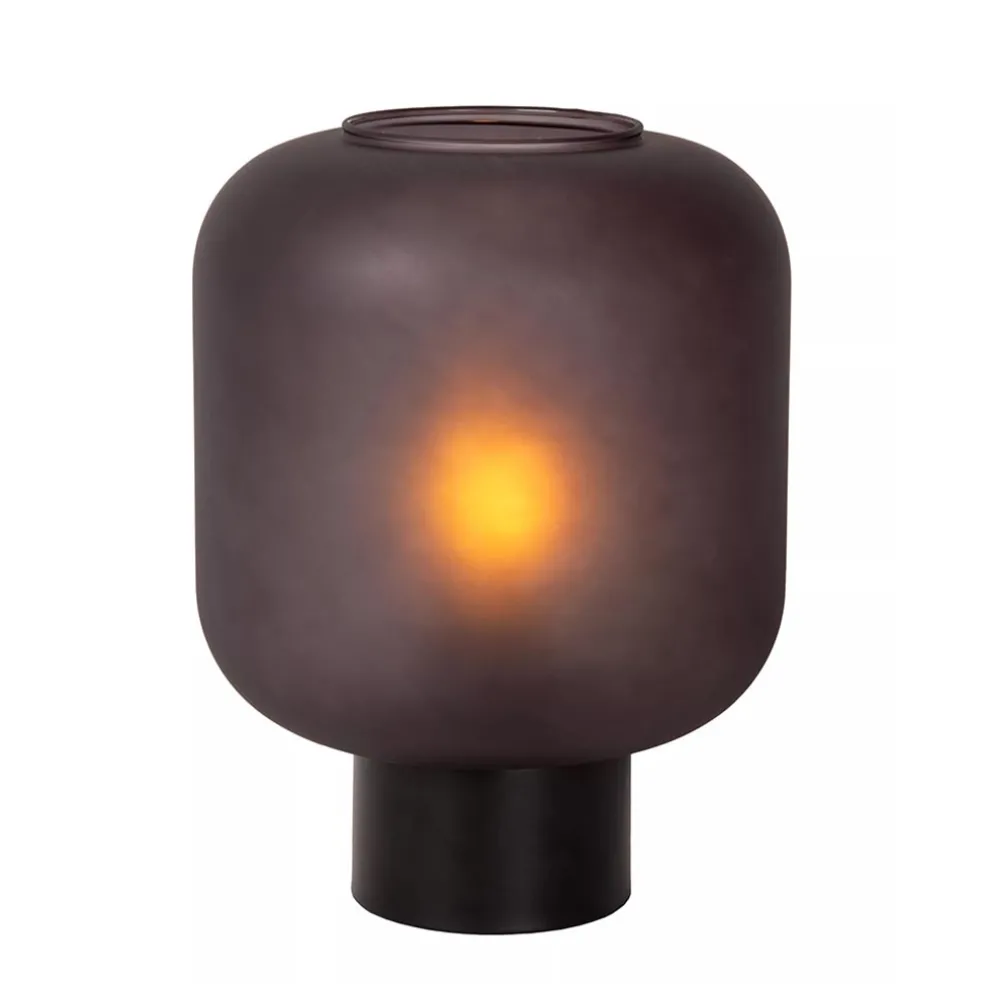 Chique tafellamp zwart met mat zwart glas