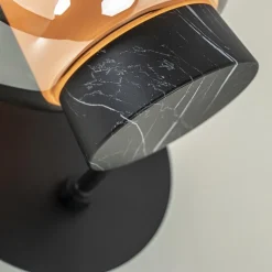 Chique wandlamp zwart marmer met smoke glas