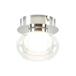 Chromen plafondlamp met helder glas incl. LED