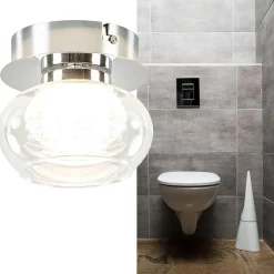 Chromen plafondlamp met helder glas incl. LED